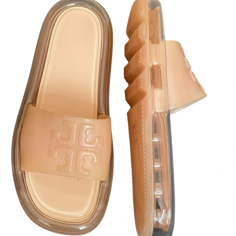 Tory Burch Ivory Bubble Jelly Sandals Slides Beach Ready Size 6B